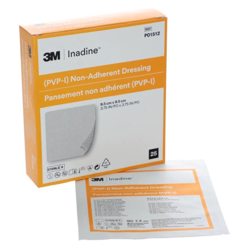 INADINE Neadherentní krytí s povidion jodem 9,5 x 9,5 cm 25 kusů
