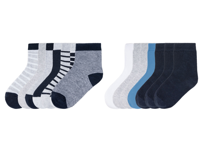 lupilu® Chlapecké ponožky Bio, 7 párů (23-26, pruhy / navy modrá / šedá)