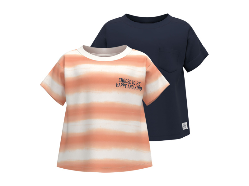 lupilu® Chlapecké triko Bio, 2 kusy (98/104, navy modrá / oranžová)