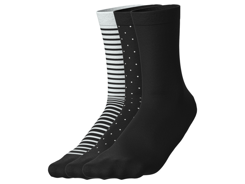 esmara® Dámské ponožky s BIO bavlnou, 3 páry (černá, 35-38)