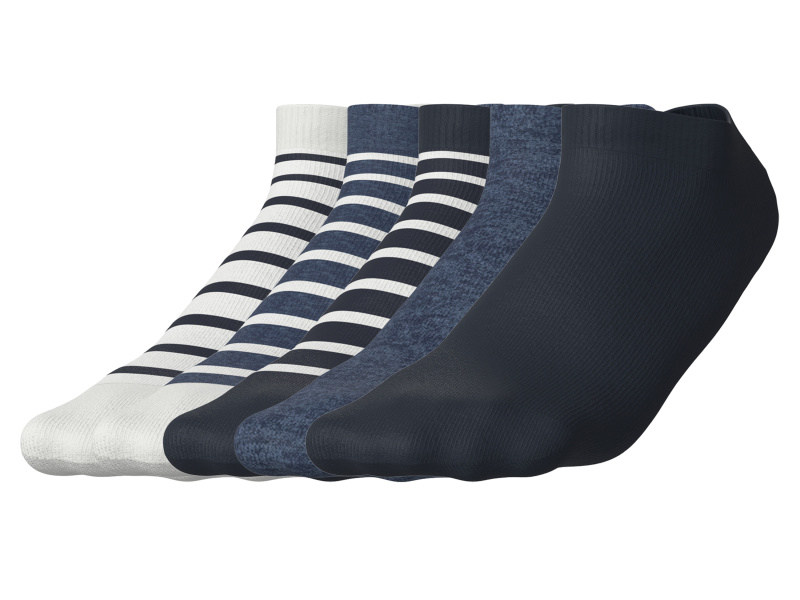 esmara® Dámské nízké ponožky s BIO bavlnou, 5 párů (pruhy / bílá / navy modrá, 35-38)