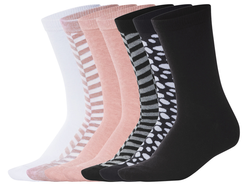 esmara® Dámské ponožky s BIO bavlnou, 7 párů (světle růžová / bílá / černá, 35-38)