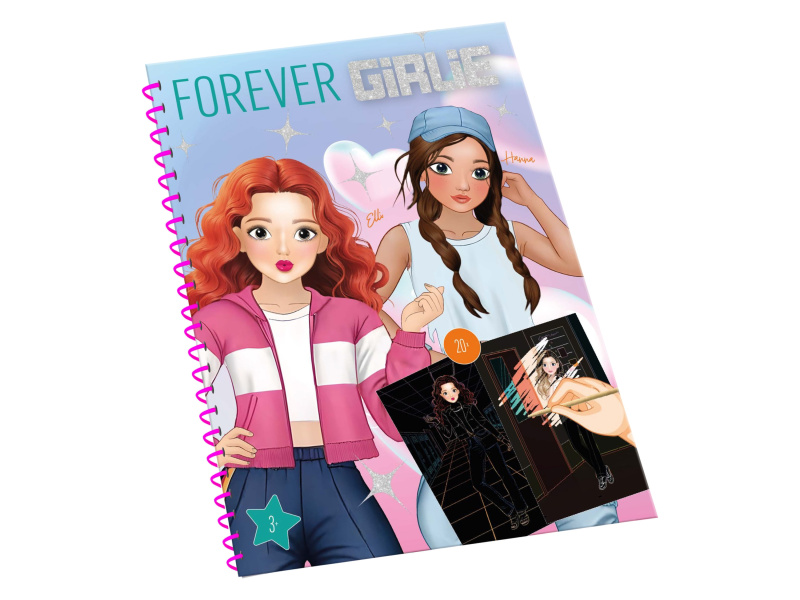 Omalovánky / Sešit se samolepkami/vyškrabávacími obrázky Forever Girlie (sešit s vyškrabávacími obrázky)