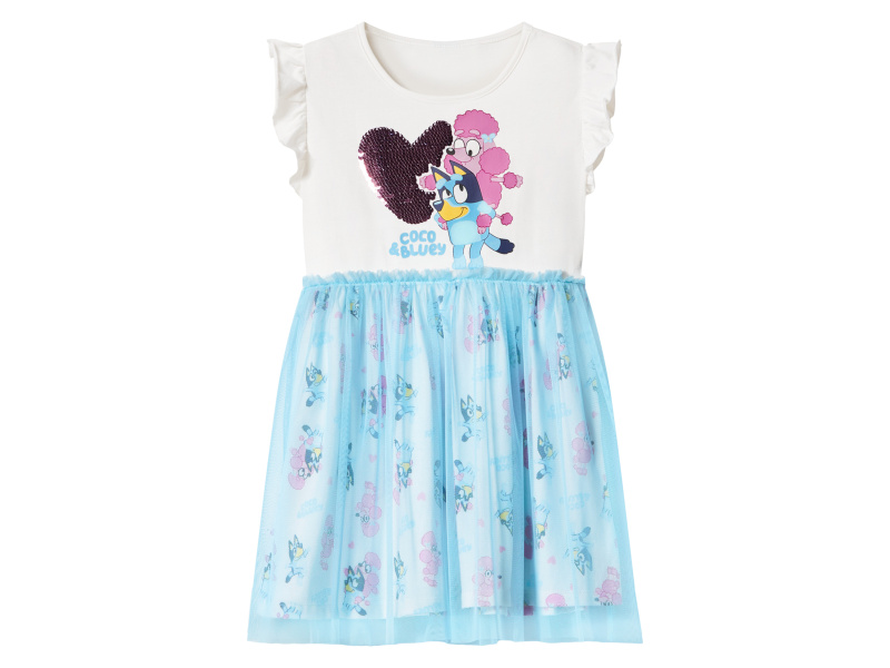 Dívčí šaty (bílá/modrá, 110/116)