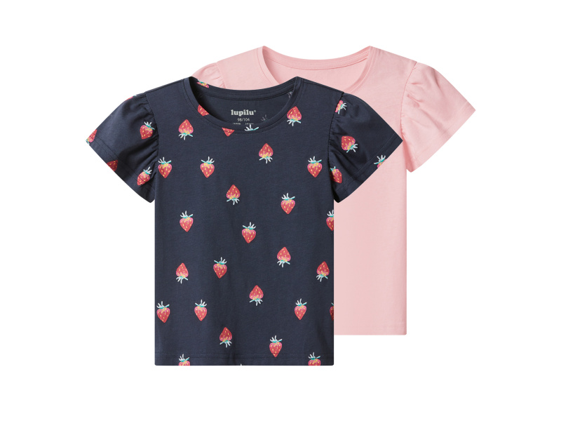 lupilu® Dětské triko, 2 kusy (světle růžová / tmavě modrá, 122/128)
