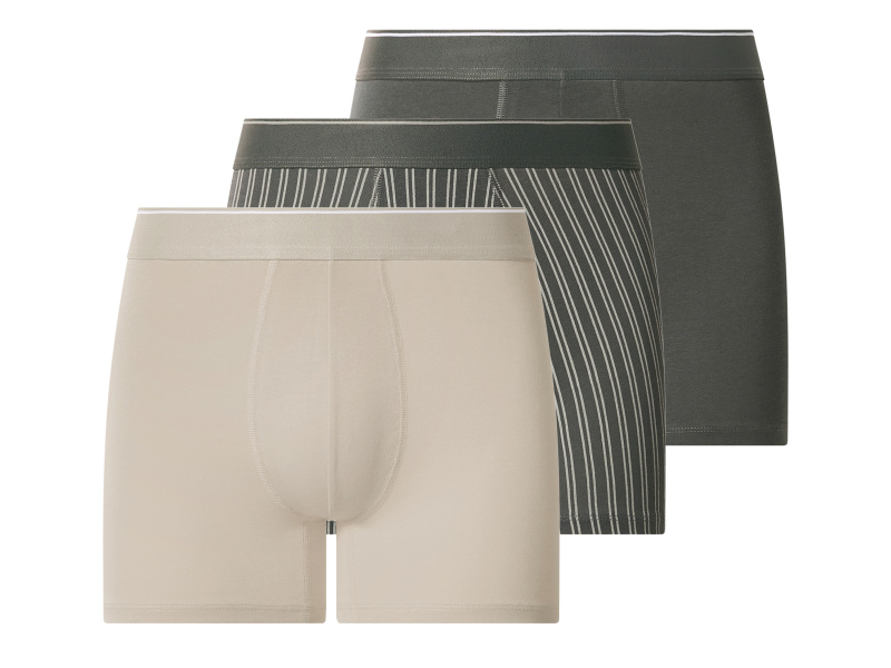 esmara® Pánské boxerky, 3 kusy (pruhy / tmavě šedá / béžová, 5/M)