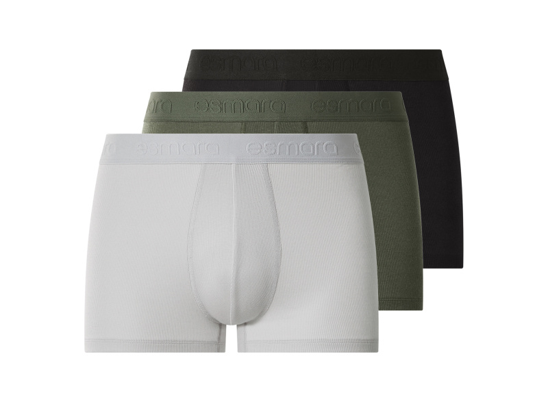 esmara Men PĂˇnskĂ© boxerky, 3 kusy (ÄŤernĂˇ/zelenĂˇ/ĹˇedĂˇ, 6/L)