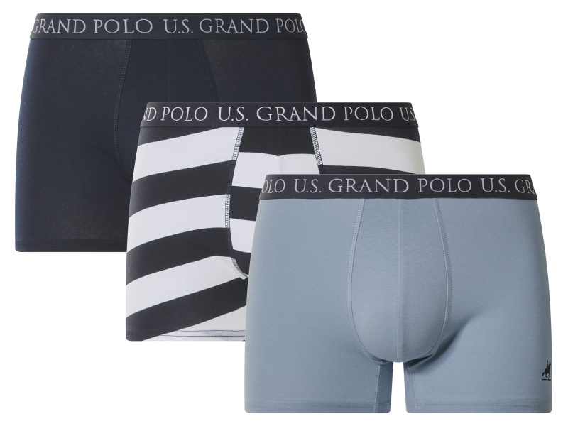 Esmara MEN U.s. Grand Polo Pánské boxerky, 3 kusy (pruhy / navy modrá, 7/Xl)