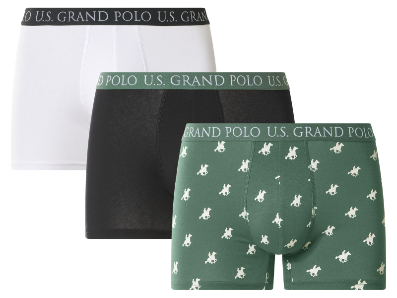 Esmara MEN U.s. Grand Polo Pánské boxerky, 3 kusy (zelená/černá/bílá, 8/Xxl)