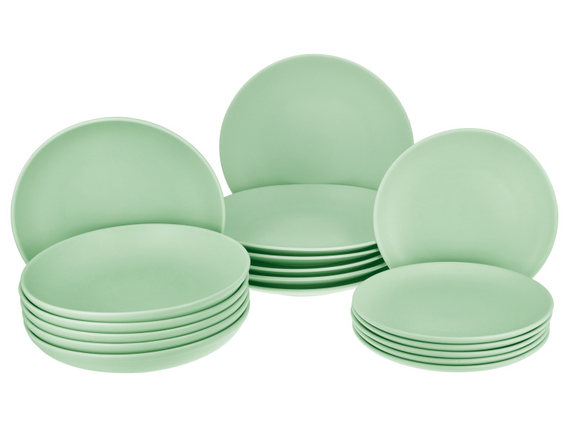 Silvercrest® Jídelní servis Pastell, 18dílná sada, mintová