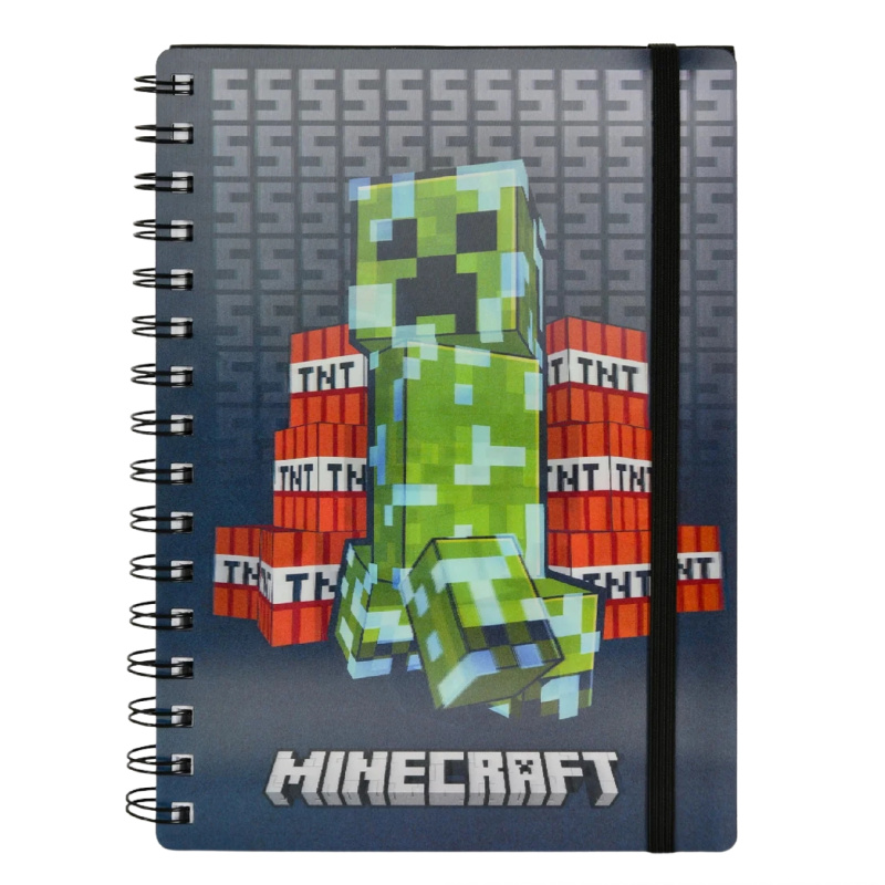Spirálový zápisník Minecraft Creeper 3D A5 (80 listů)
