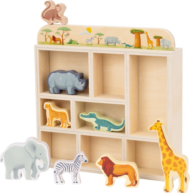 Lupilu® Dřevěný box se zvířátky (safari zvířata)