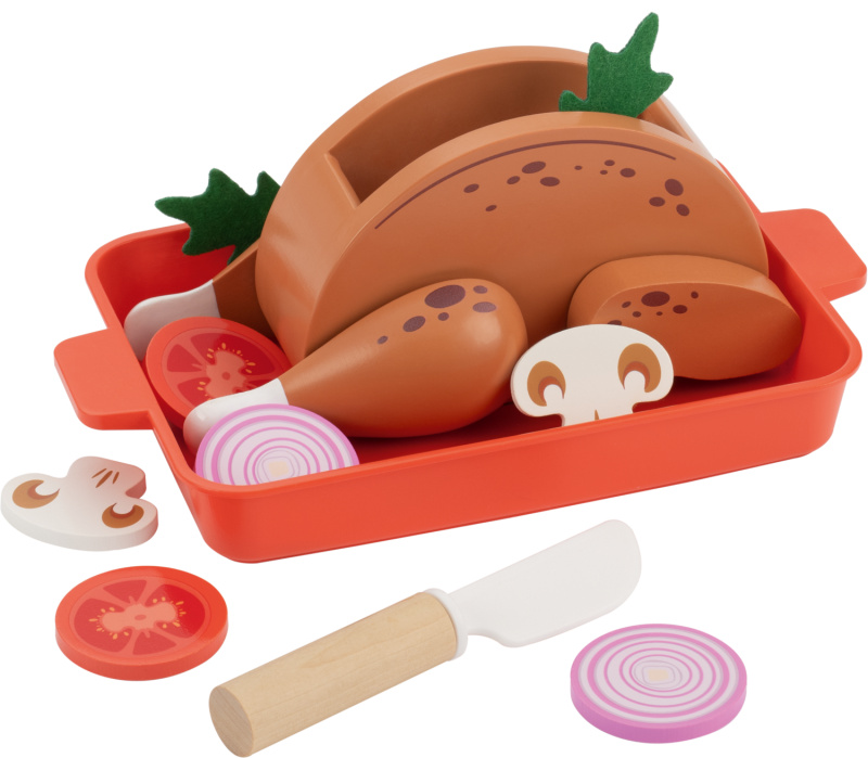 Lupilu® Dřevěné potraviny Kuře / Perníková chaloupka / Fondue (pečené kuře)