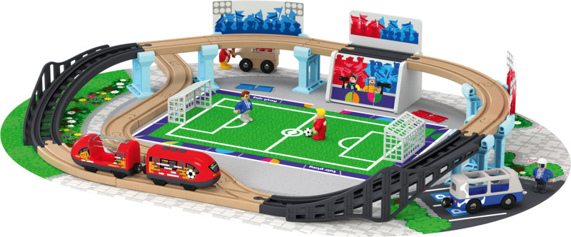 Lupilu® Dřevěná železnice L Fotbal / Hasiči (fotbal/zelená)