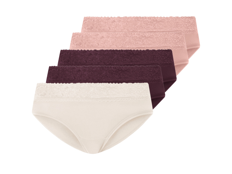 Esmara® Dámské kalhotky s krajkou Hipster, 5 kusů (červená/růžová, M (40/42))