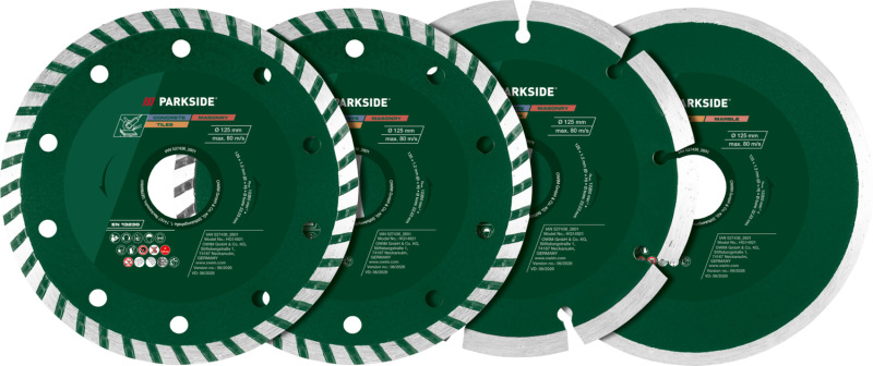 Parkside® Sada řezných kotoučů, 125 mm (diamantové řezné kotouče, 4dílná sada)