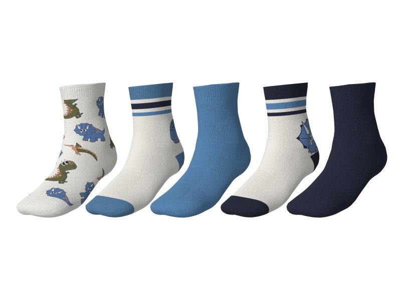 Lupilu® Dětské termo ponožky s BIO bavlnou, 5 párů (bílá / modrá / navy modrá, 23-26)