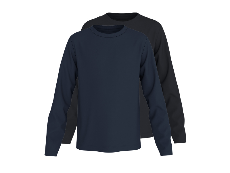 Esmara Kids Dětské triko s dlouhými rukávy, 2 kusy (černá / navy modrá, 146/152)