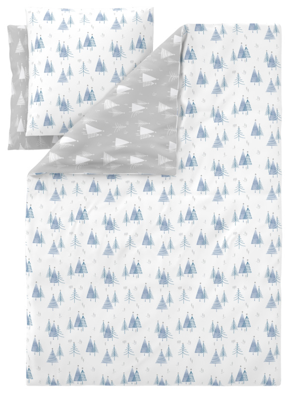 Livarno® Oboustranné ložní povlečení z jemného flanelu / ložní povlečení z jemného flanelu, 260 x 240 cm (vánoční stromek / modrá)