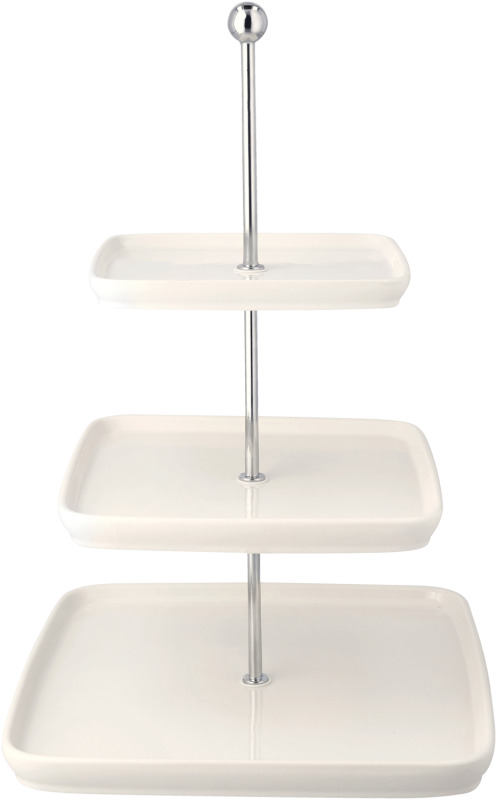 Silvercrest® Porcelánový etažér, 3patrový (hranatá)