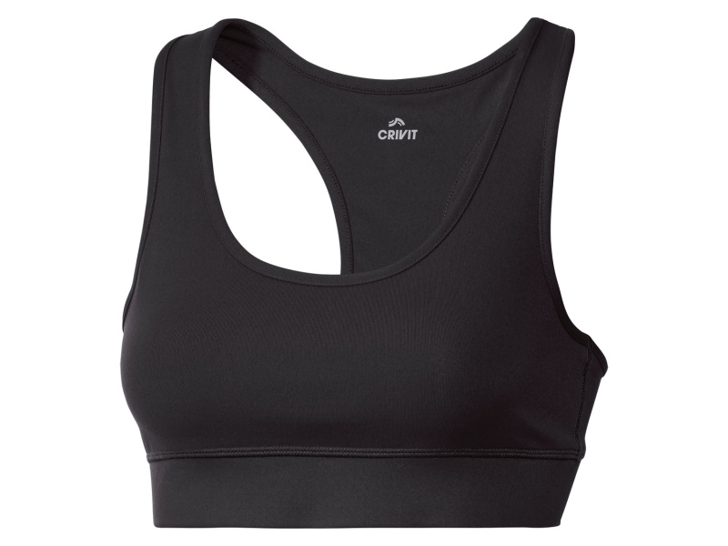 Crivit Dámská sportovní podprsenka, Medium Level (XS (32/34), černá)