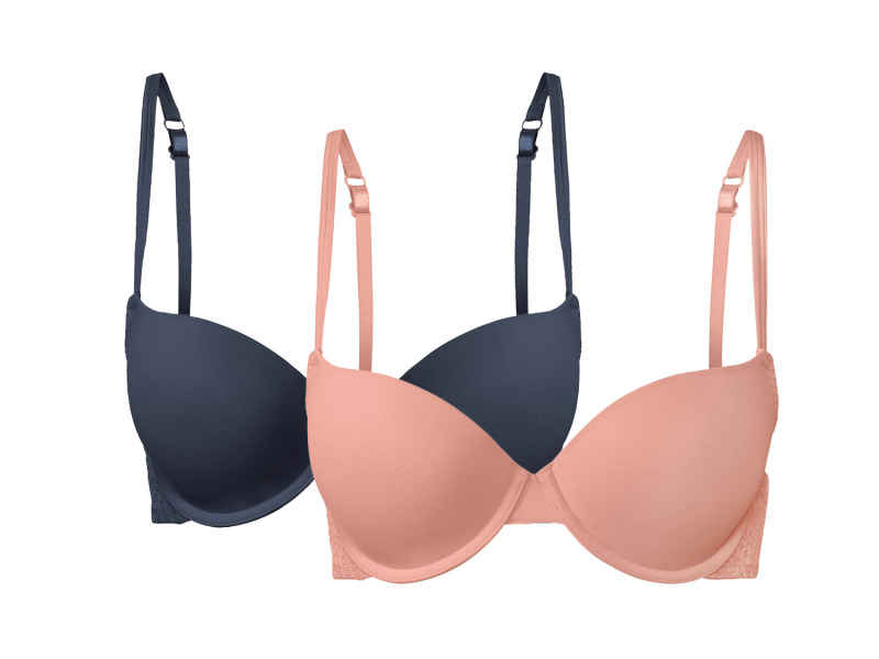 esmara® Dámská krajková podprsenka, 2 kusy (85C, navy modrá / růžová)