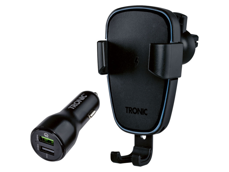 Tronic® Držák na smartphone do auta, s QI® nabíječkou, 10 W. (černá)