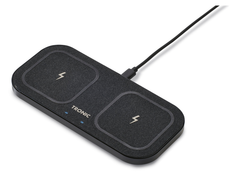 Tronic® Duální bezdrátová rychlonabíječka Qi® s adaptérem 30 W, Power Delivery, kovový rámeček (černá)