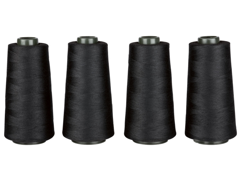 crelando® Overlocková šicí nit, 4 kusy (černá)