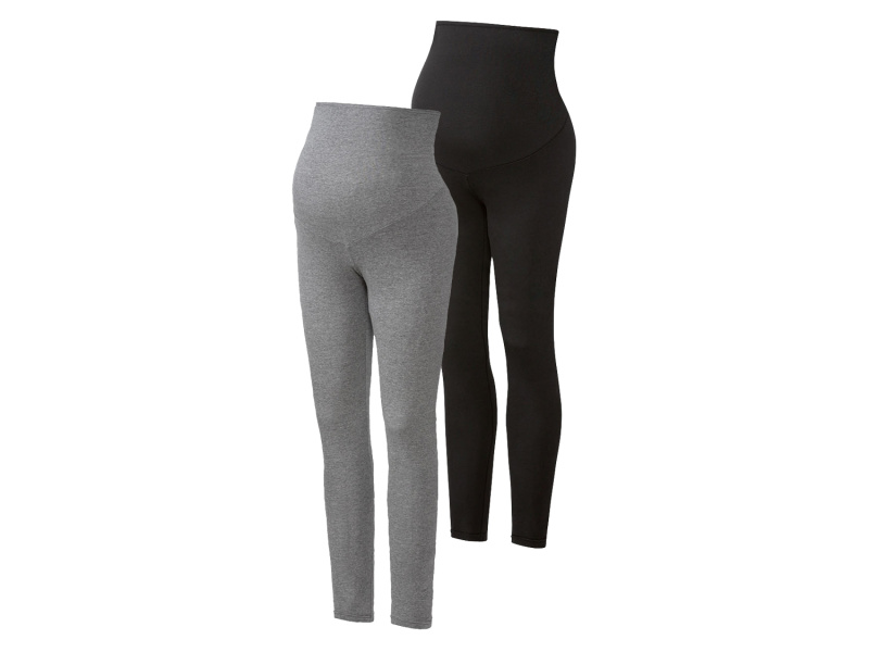 esmara® Dámské těhotenské legíny s BIO bavlnou, 2 kusy (Xs(32/34), černá/šedá)