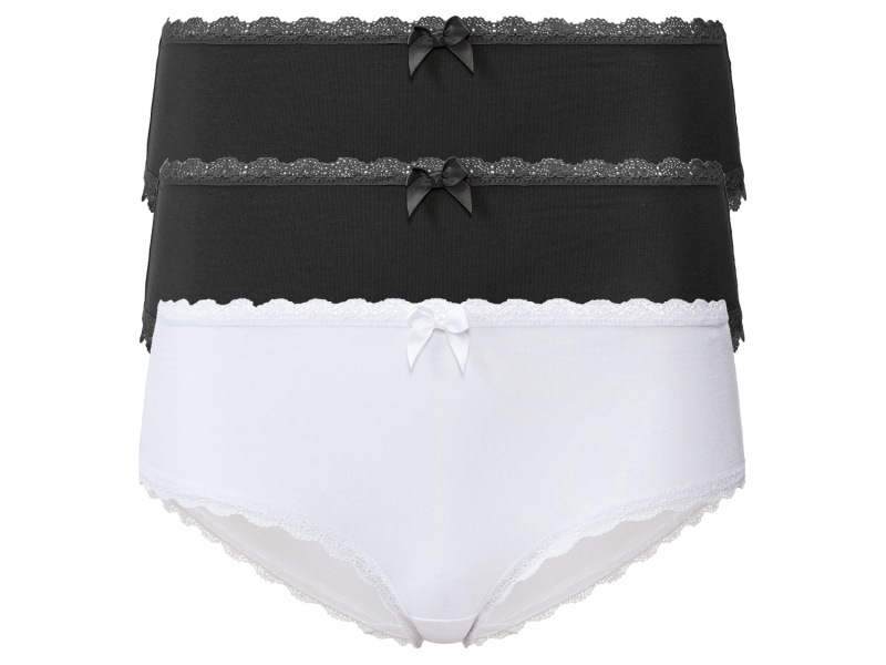 esmara® Dámské kalhotky s BIO bavlnou, 3 kusy (Xs(32/34), černá/bílá)