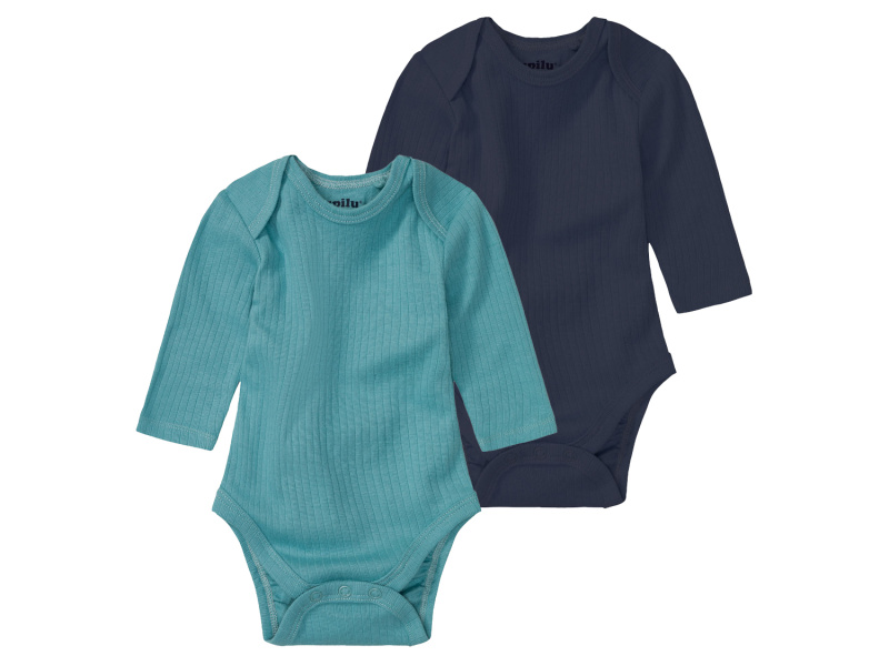 lupilu® Chlapecké body s dlouhými rukávy Bio, 2 kusy (50/56, navy modrá / zelená)