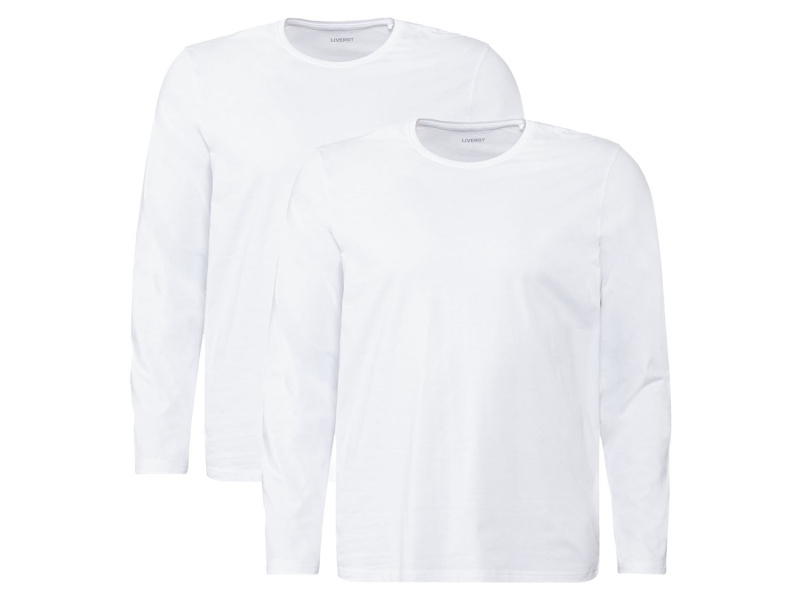 Livergy® Pánské triko s dlouhými rukávy Xxl, 2 kusy (Xxl (60/62), bílá)
