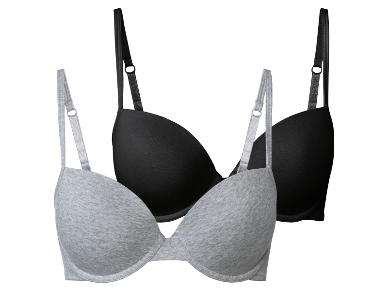 esmara® Dámská podprsenka, 2 kusy (80B, černá/šedá)