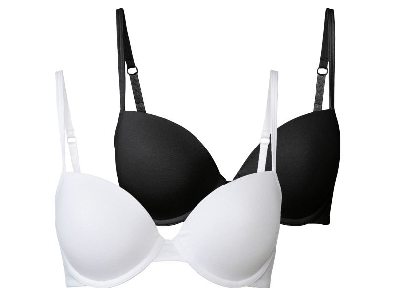 esmara® Dámská podprsenka, 2 kusy (80B, černá/bílá)