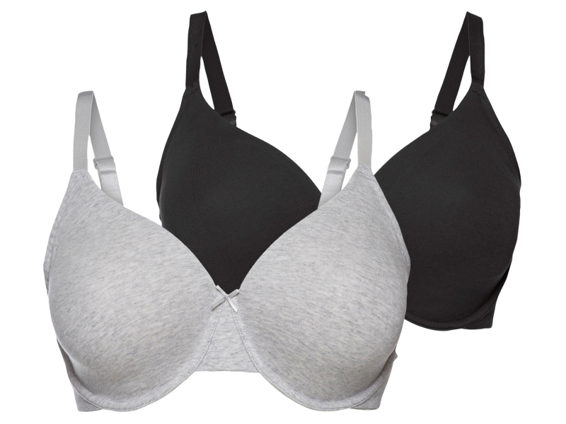 esmara® Dámská podprsenka Xxl, 2 kusy (90D, černá/šedá)