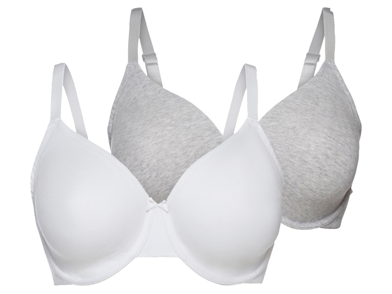 esmara® Dámská podprsenka Xxl, 2 kusy (90D, šedá/bílá)