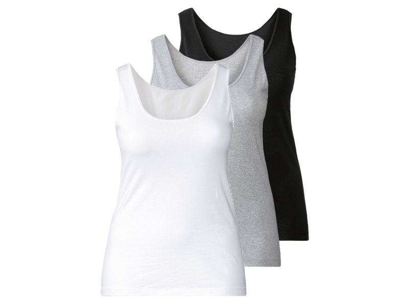 esmara® Dámské tílko Xxl, 3 kusy (3Xl(56/58), černá/šedá/bílá)