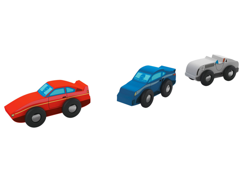 Playtive Dřevěná autíčka, 3 ks (závodní auto)