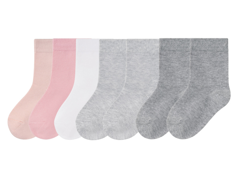 lupilu® Dívčí ponožky, 7 párů (19/22, růžová/bílá/šedá)