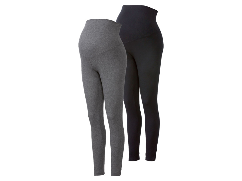 esmara® Dámské těhotenské legíny, 2 kusy (XS (32/34), černá / tmavě šedá)