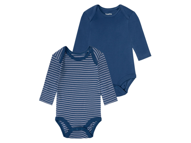 lupilu® Chlapecké body s BIO bavlnou, 2 kusy (pruhy/navy modrá, 50/56)