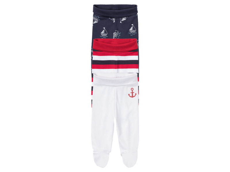lupilu® Dětské kalhoty "Jogger" s BIO bavlnou, 3 kusy (62/68, navy modrá / bílá)