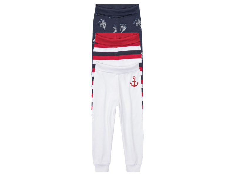 lupilu® Dětské kalhoty "Jogger" s BIO bavlnou, 3 kusy (74/80, navy modrá / bílá)