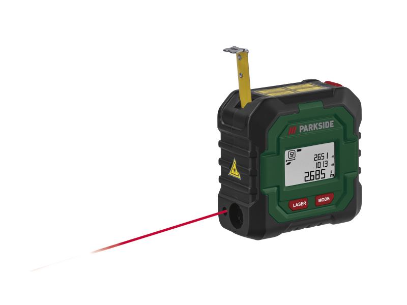 Parkside® Laserový měřič vzdálenosti s měřicím pásmem Plmb 4 C2