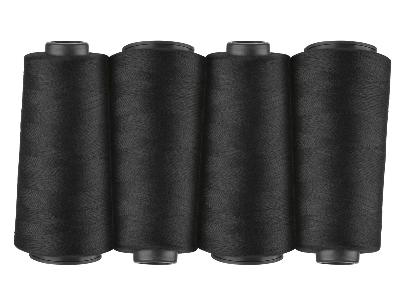 crelando® Overlocková šicí nit, 4 kusy (černá)