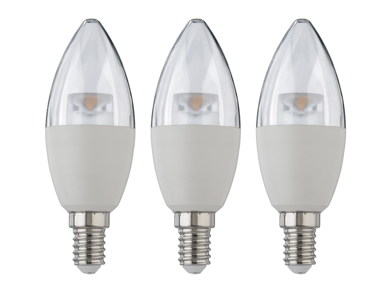 Livarno home LED žárovka, 2/3 kusy (6 W / E14 / svíčka transparentní, 3 kusy)