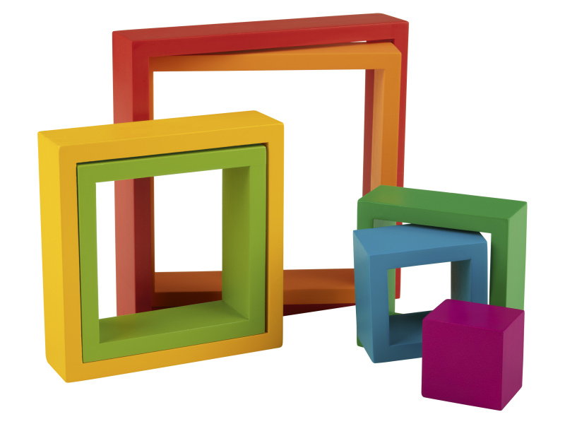 Playtive Dřevěná duhová skládačka Montessori (skládací čtverce)