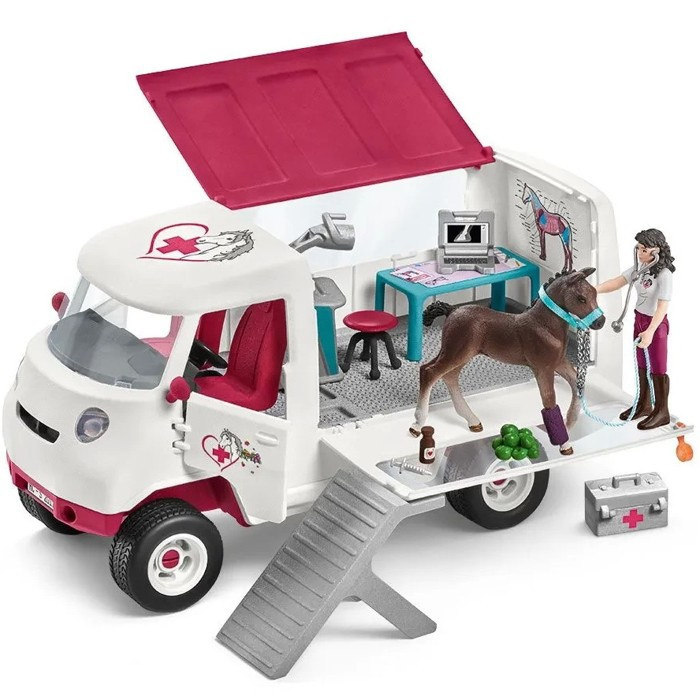 Schleich Mobilní veterinární klinika s klisnou a ošetřovatelem
