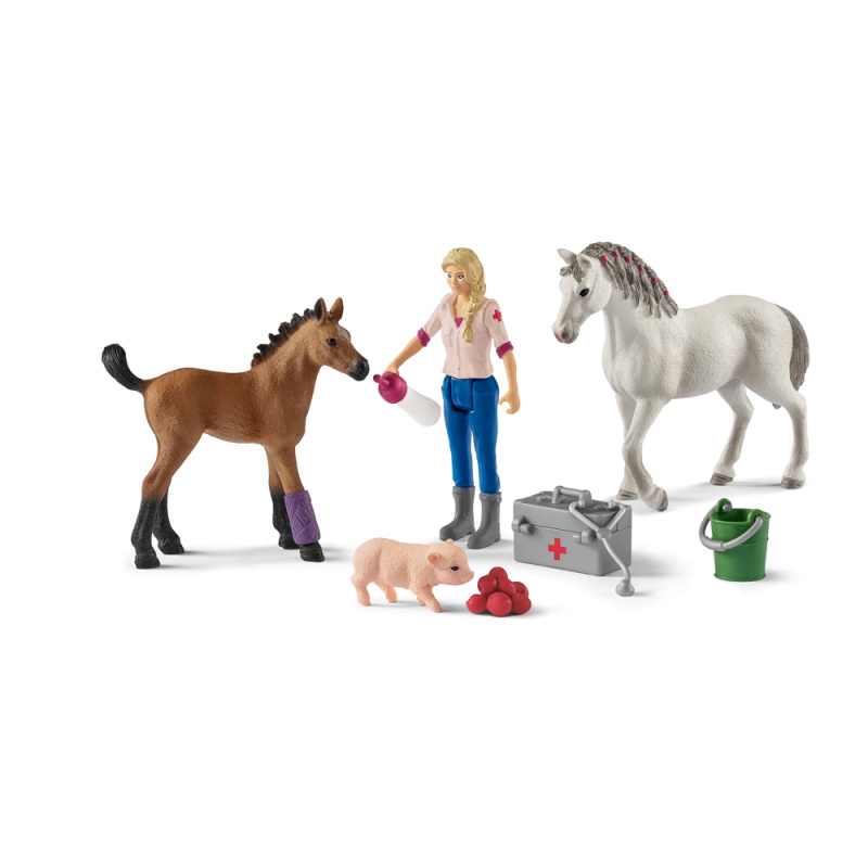 Schleich Návštěva lékaře u klisny a hříběte